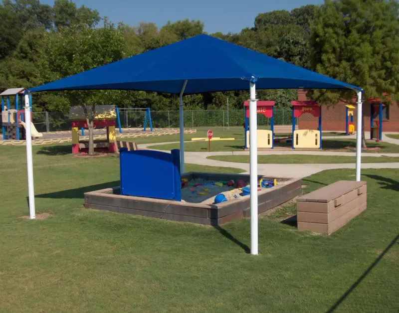 10-Foot Entrance Height Square Fabric Shade For Playground Seating Zones 1