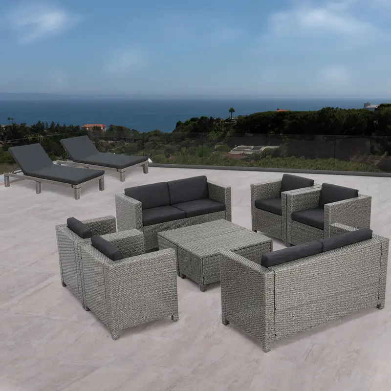 10-Piece Wicker Patio Furniture Set With High-Performance Water-Resistant Cushions - Nh393003 1