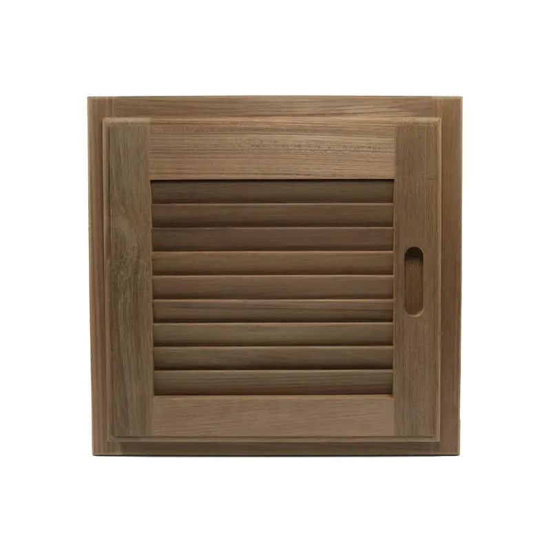 15" X 15" Right-Hand Louvered Teak Door With Frame 1