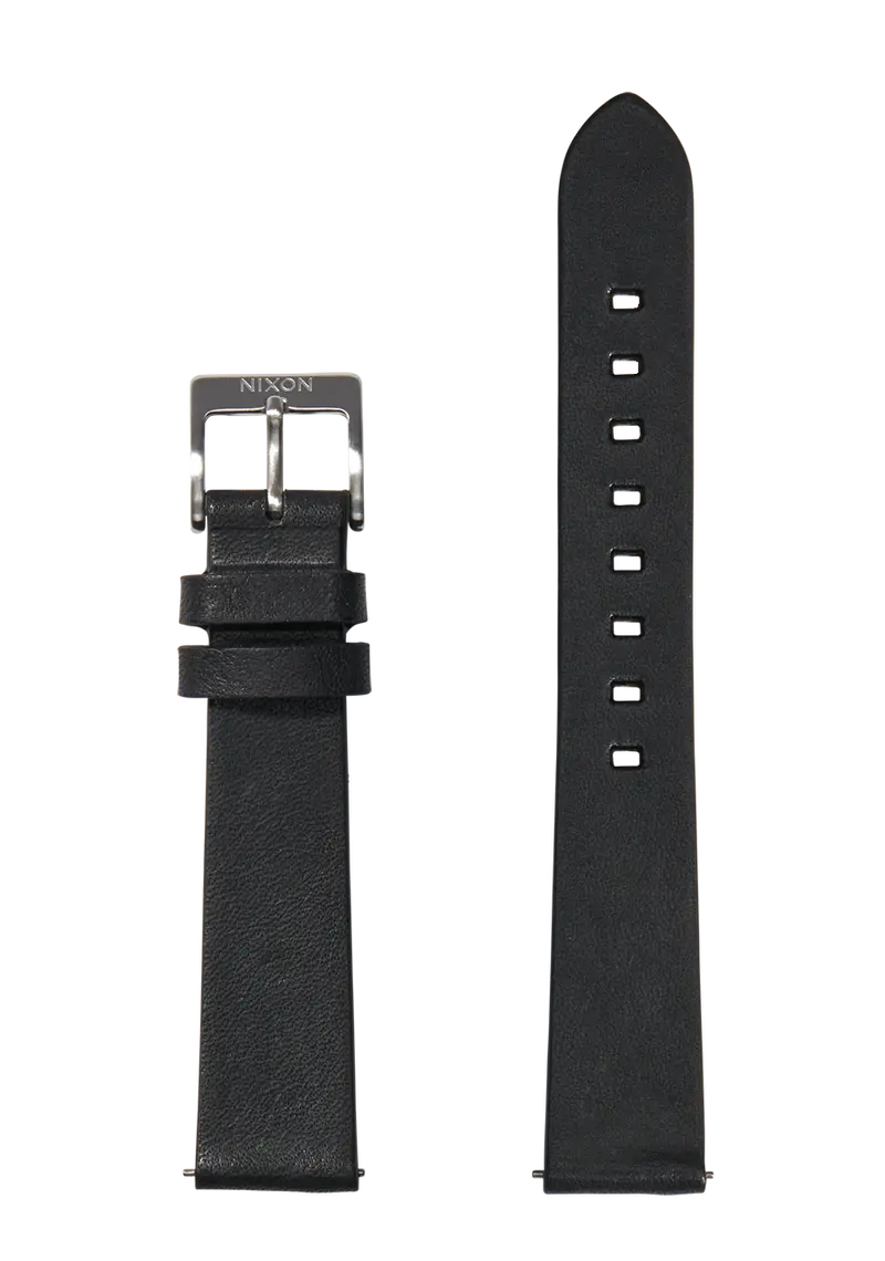 16Mm Full-Grain Veg-Tanned Leather Watch Strap – Jet Black 1