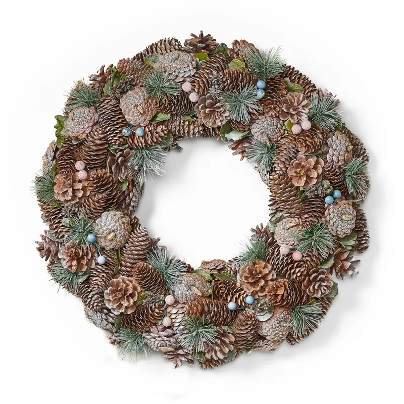 18.5-Inch Unlit Pine Cone & Glitter Christmas Wreath - Nh566313 1