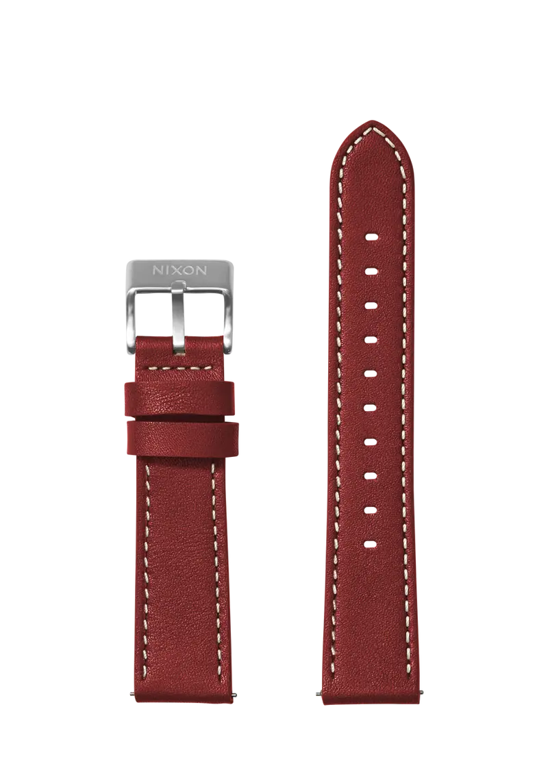 20Mm Cranberry Stitched Leather Watch Strap 1