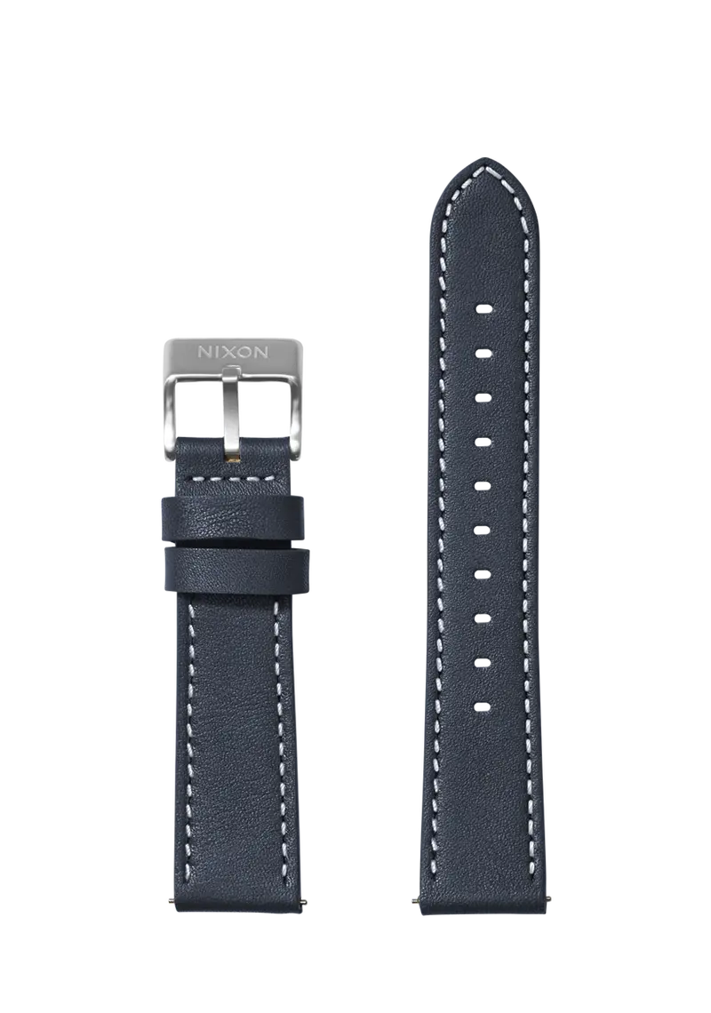 23Mm Navy Stitched Leather Watch Strap 1