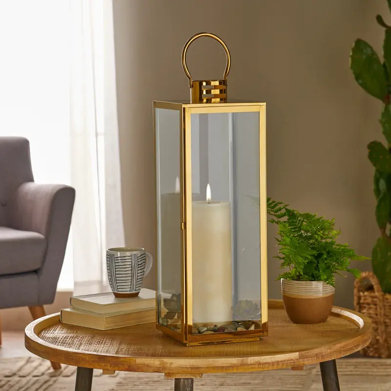 24-Inch Modern Stainless Steel Outdoor/Indoor Lantern – Sleek Metallic Finish 1