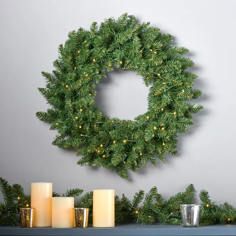24-Inch Norway Spruce Pre-Lit Led Christmas Wreath – Warm White Lighting – Nh204703 1