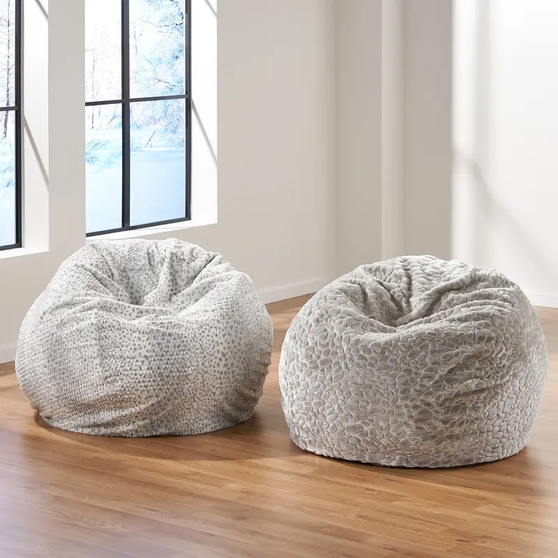 3-Foot Silver-Dusk Faux Fur Bean Bag – Glam Accent Piece 1