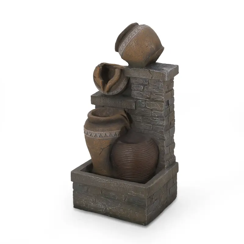 3-Tier Outdoor Jar Fountain With Cascading Water Feature - Nh420413 1