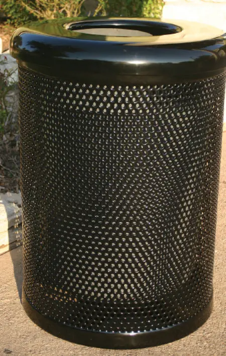 32-Gallon Perforated Steel Trash Receptacle – Commercial Playground Use 1