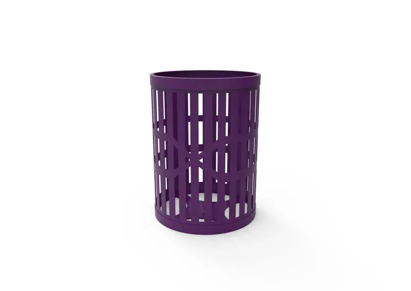 32-Gallon Slatted Steel Waste Container For Outdoor Facilities 1
