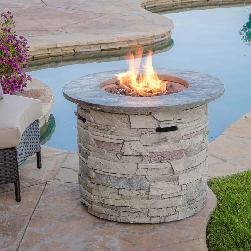 32-Inch Circular Mgo Stone Fire Pit (40,000 Btu) – Nh956692 1