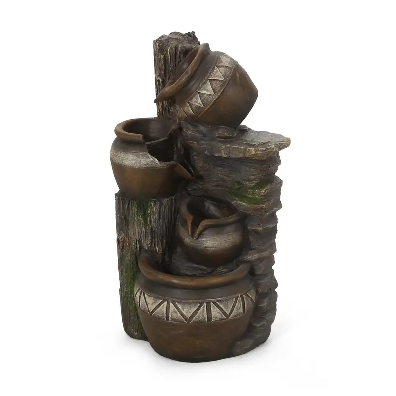 4-Tier Outdoor Jar Fountain – Tiered Water Feature For Gardens - Nh030413 1