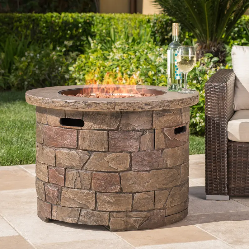 40K Btu Round Propane Fire Pit For Outdoor Living Spaces 1