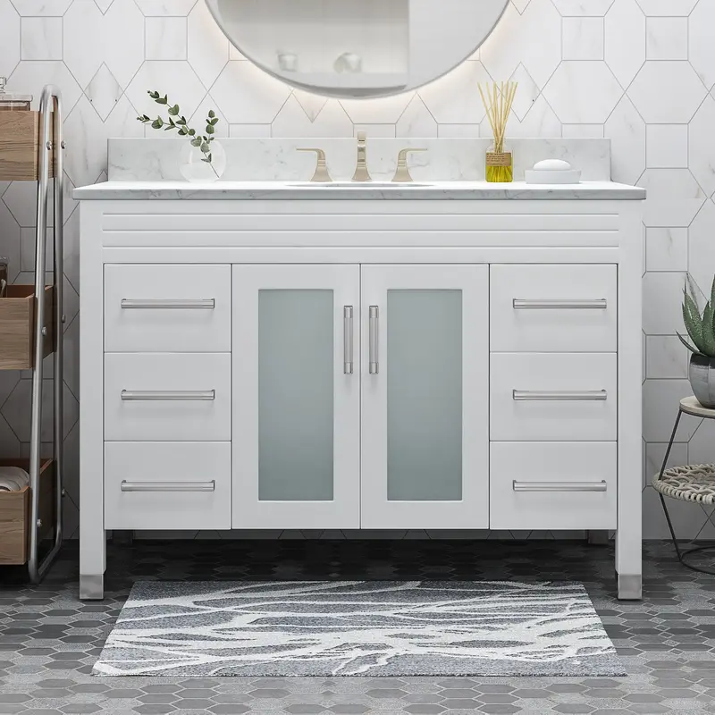 48" Farmhouse-Style Wooden Vanity Base – No Countertop (Nh958703) 1