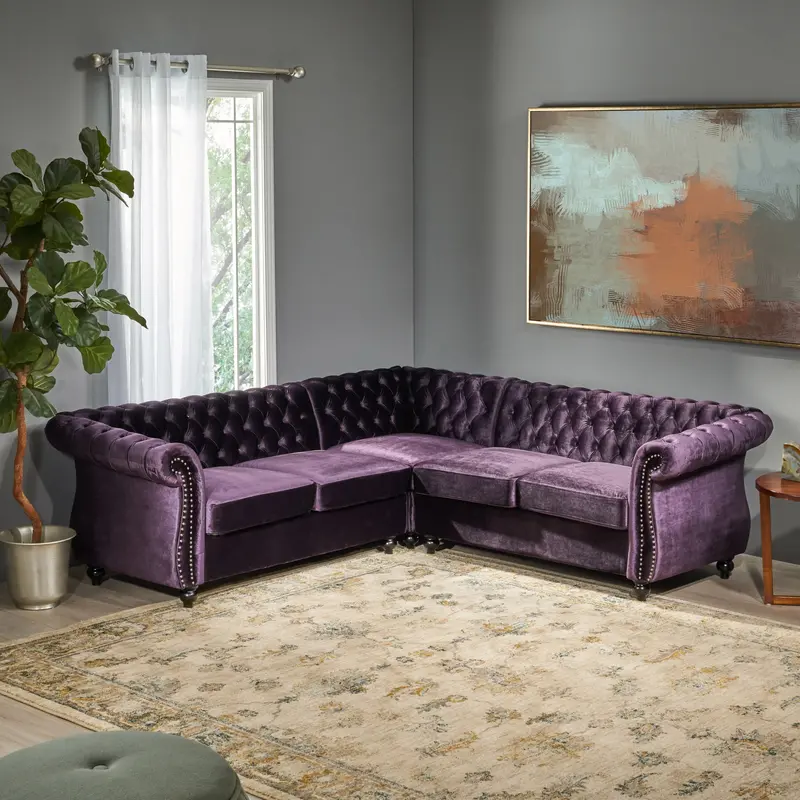 5-Seat Tufted Velvet Chesterfield Sofa – Nh604013 1