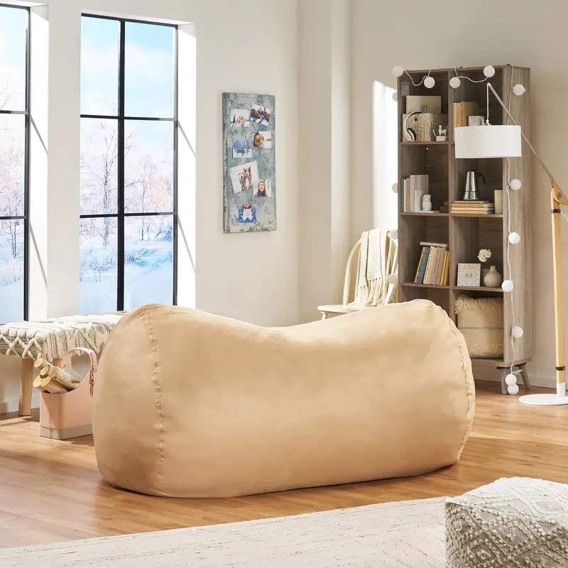 6-Foot Faux Microfiber Bean Bag – Plush Lounge Seating 1