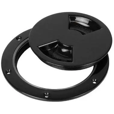 6-Inch Screw-Out Deck Plate – Black Abs Marine Hatch Cover 1
