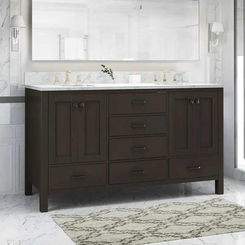 60" Shaker-Style Wooden Vanity Base – No Countertop (Nh088703) 1