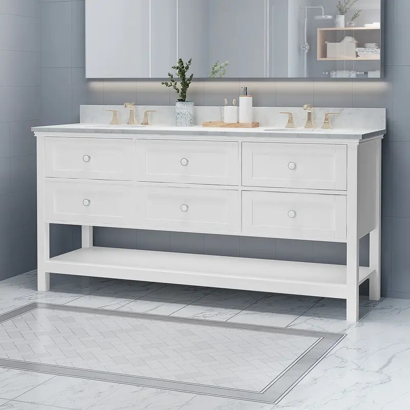 72" Minimalist Wood Bathroom Vanity Base Only – Countertop Sold Separately (Nh838703) 1