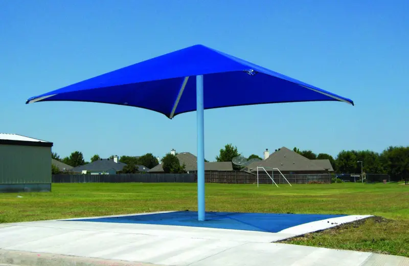 8-Foot Square Single-Post Fabric Shade Canopy For Play Areas 1