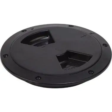 8-Inch Smooth Black Abs Quarter-Turn Deck Plate With Collar 1