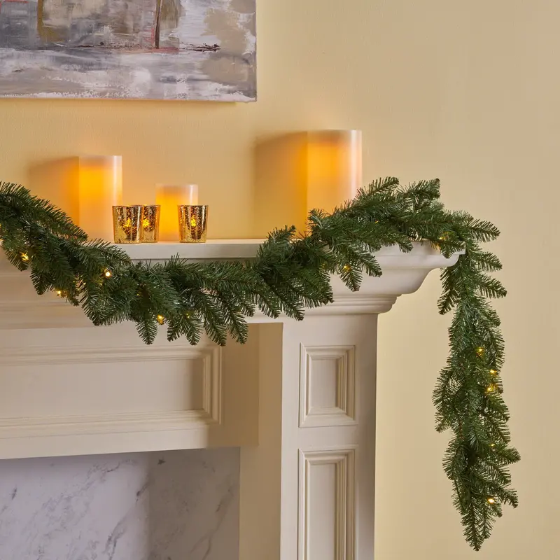 9-Foot Norway Spruce Pre-Lit Holiday Garland – Warm White Leds – Nh004703 1