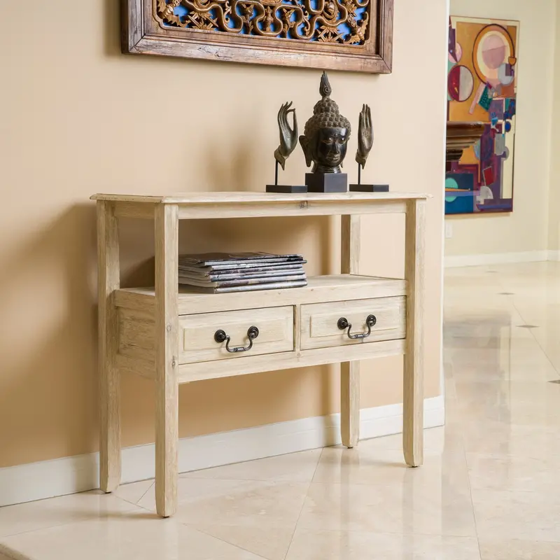 Acacia Wood Accent Table – Natural Grain Finish, Compact Living Room Piece (Nh580692) 1