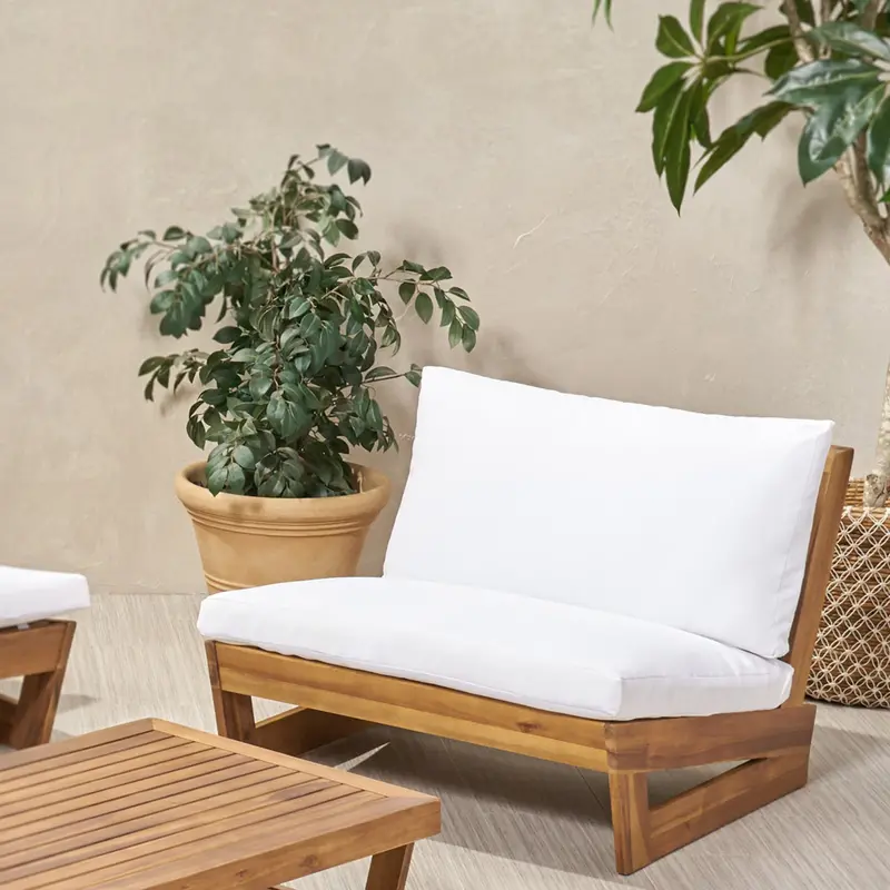 Acacia Wood Outdoor Club Chair – Stylish Rattan-Inspired Design With Cushioned Seat 1