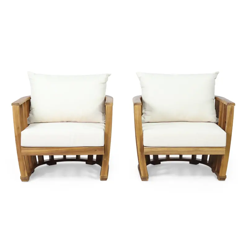 Acacia Wood Outdoor Club Chairs (2-Pack) With Premium Cushions – Nh379313 1