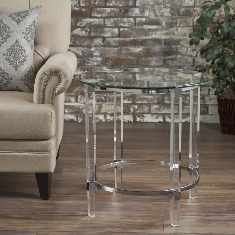 Acrylic And Glass Round End Table – Ultra-Transparent, Contemporary Statement Piece (Nh532203) 1