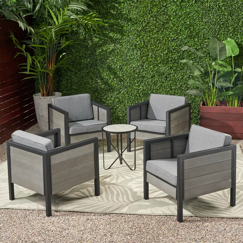 All-Weather Outdoor Club Chairs With Cushions – 4-Piece Set (Nh261113) 1