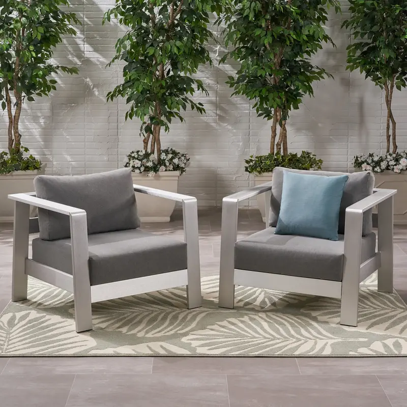Aluminum Outdoor Club Chairs With Cushions (2-Piece Set) – Nh579803 1