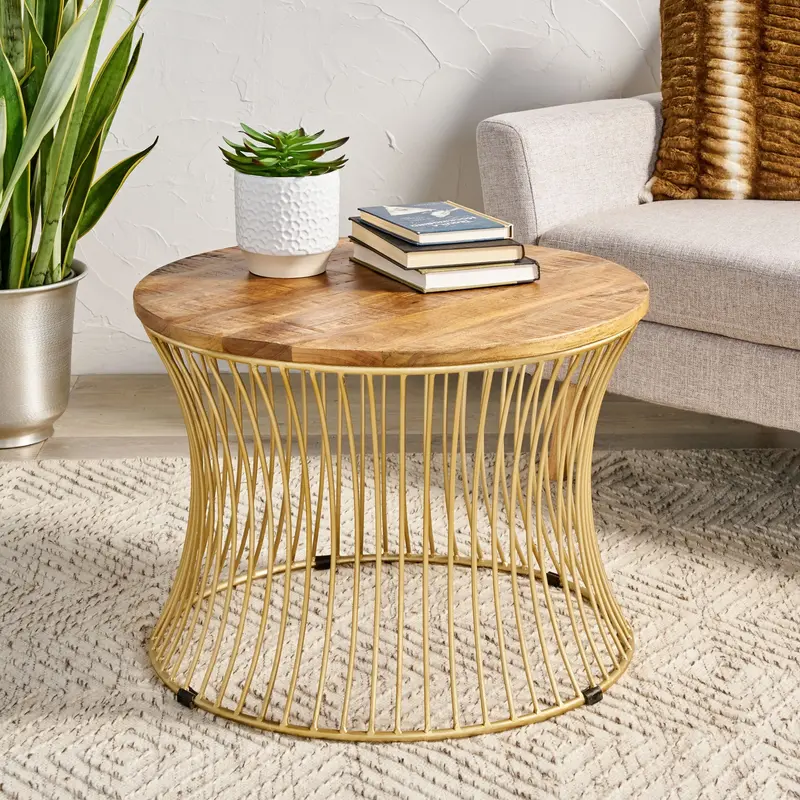 Artisan Bohemian Mango Wood And Iron Coffee Table – Nh029013 1
