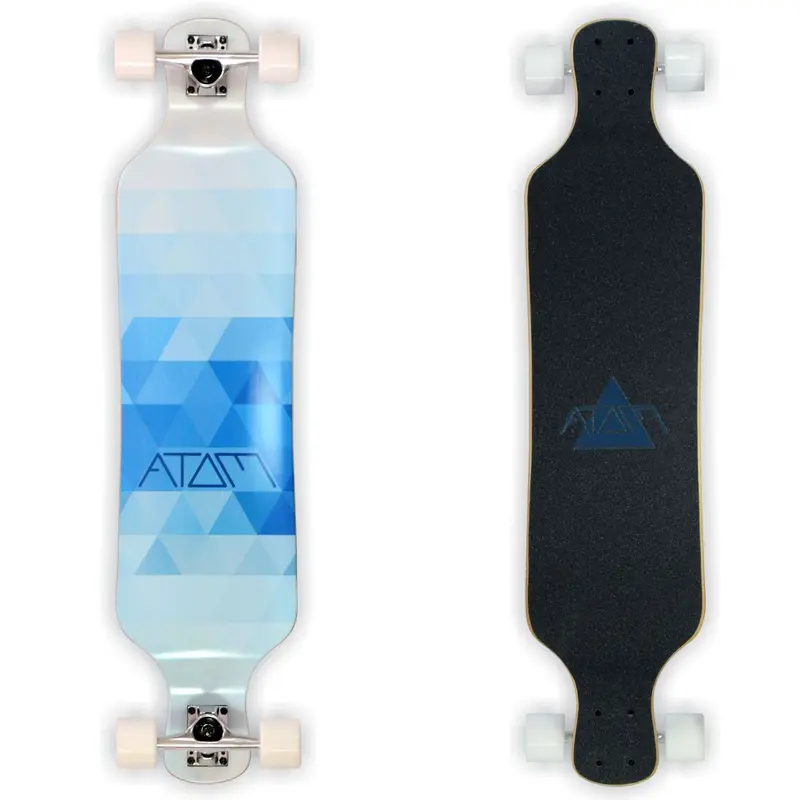 Atom 39-Inch Drop-Deck Longboard With Blue Triangle Graphic 1