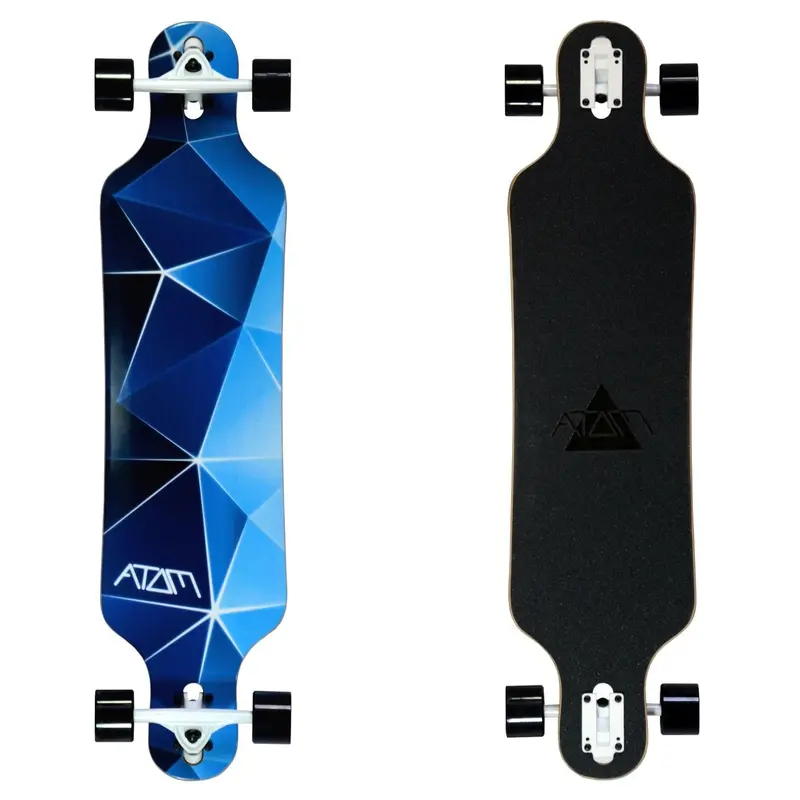 Atom 40-Inch Drop-Through Longboard – Blue Geometric Design 1