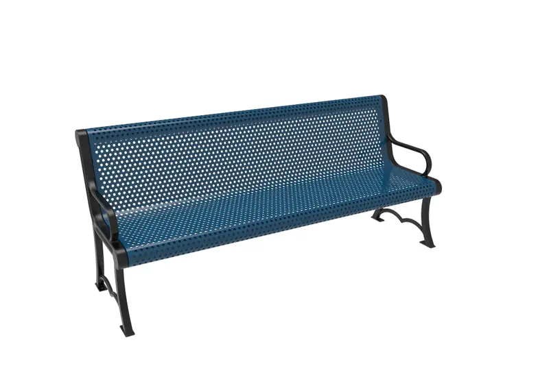 Austin-Style Bench With Armrests And Perforated Steel Construction 1