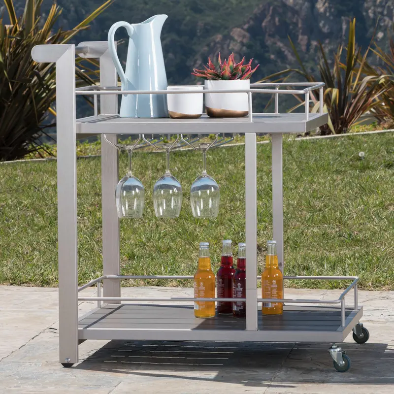 Bay-Style Aluminum Outdoor Bar Cart With Wheels – Nh863003 1
