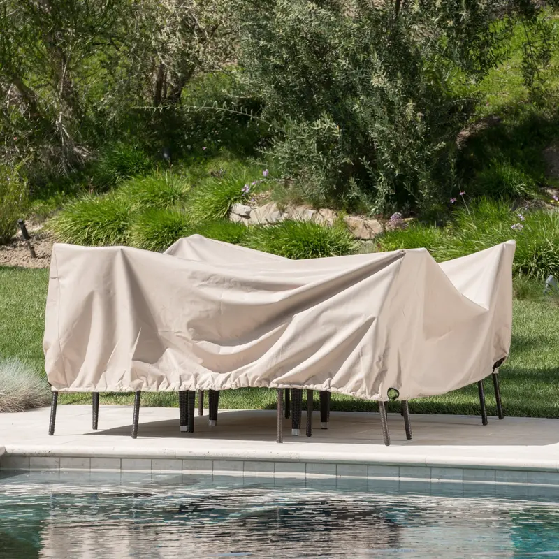 Beige All-Weather Dining Set Cover For Outdoor Furniture - Nh615003 1