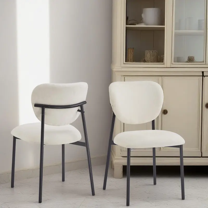Beige Fabric Dining Chairs (Set Of 2) – Modern Upholstered Design 1