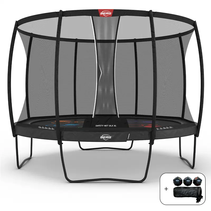 Berg Champion 14Ft Grey Level-Entry Trampoline With Deluxe Xl Safety Net 1