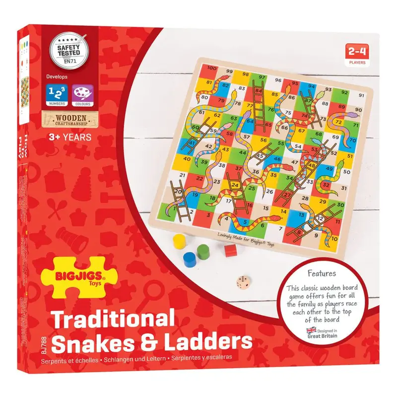 Bigjigs Traditional Snakes And Ladders Board Game 1