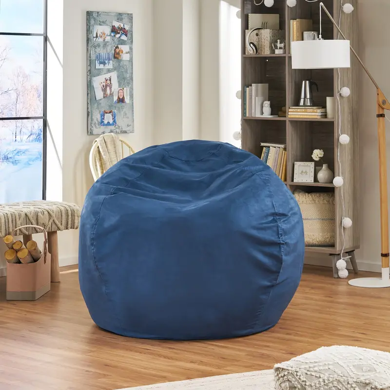 Blue 5-Foot Faux Suede Bean Bag – Contemporary Comfort 1