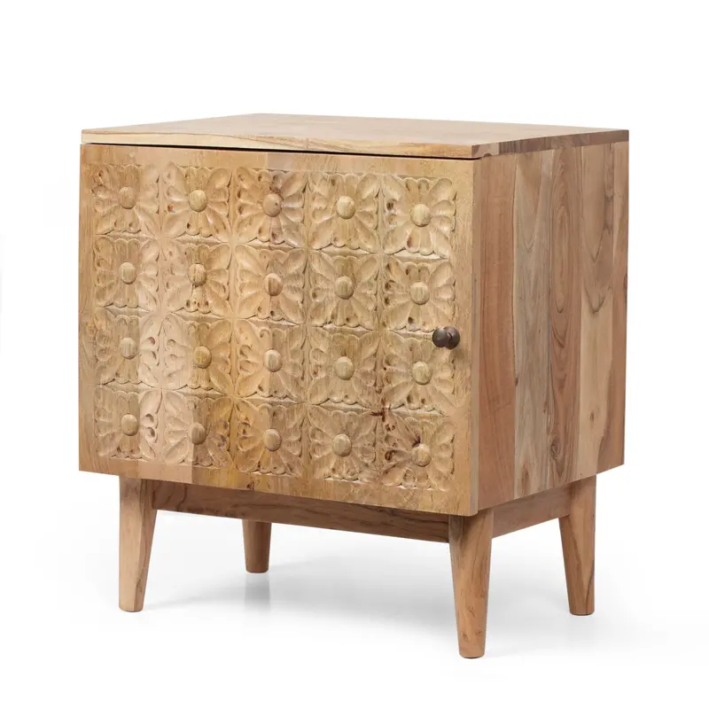 Bohemian Natural Acacia Wood Nightstand – Nh520513 1