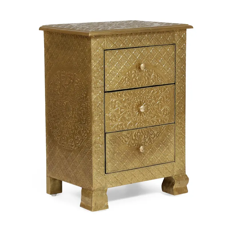 Boho 3-Drawer Nightstand With Natural Wood Finish – Nh889313 1