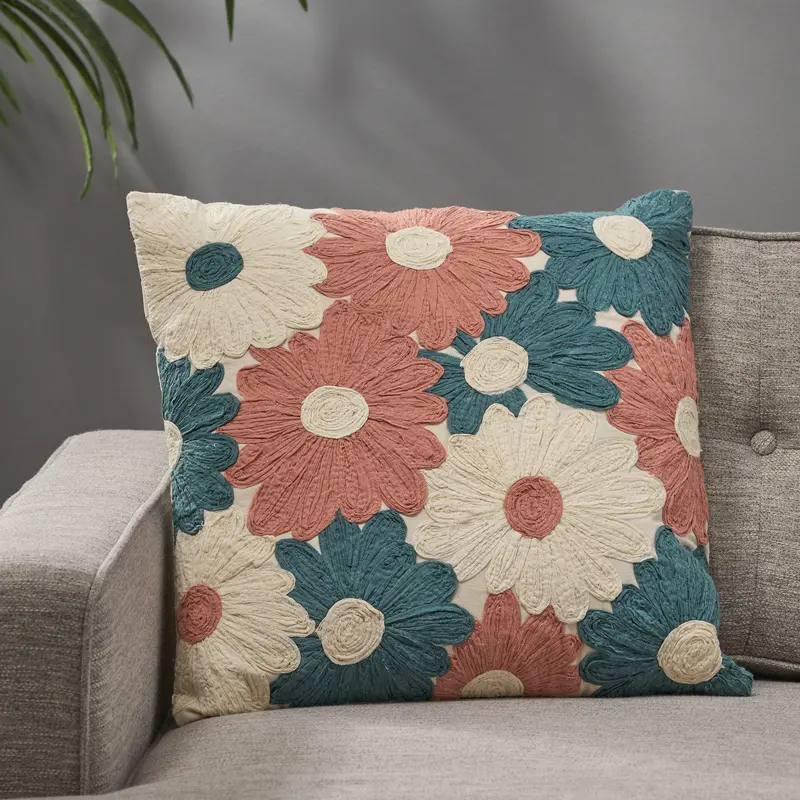 Boho Cotton Pillow Cover In Vibrant Terracotta – Nh842113 1