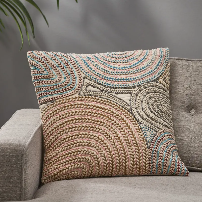 Boho Cotton Pillow Cover With Macramé-Inspired Edge – Nh472113 1