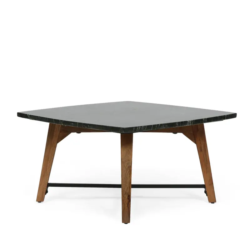 Boho-Glam Marble-Topped Coffee Table In Black & Dark Espresso – Nh852513 1