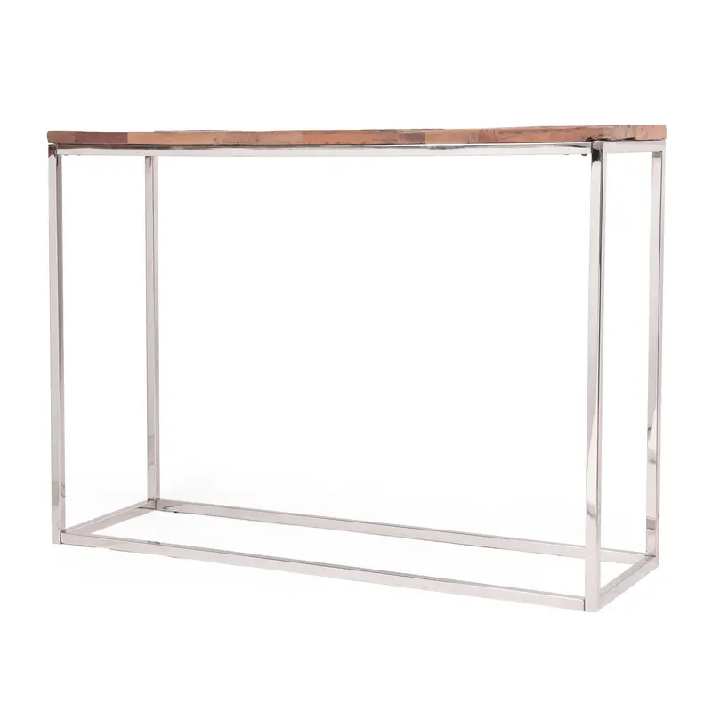 Boho Glam Wood Console Table With Silver Accents And Natural Finish - Nh329413 1