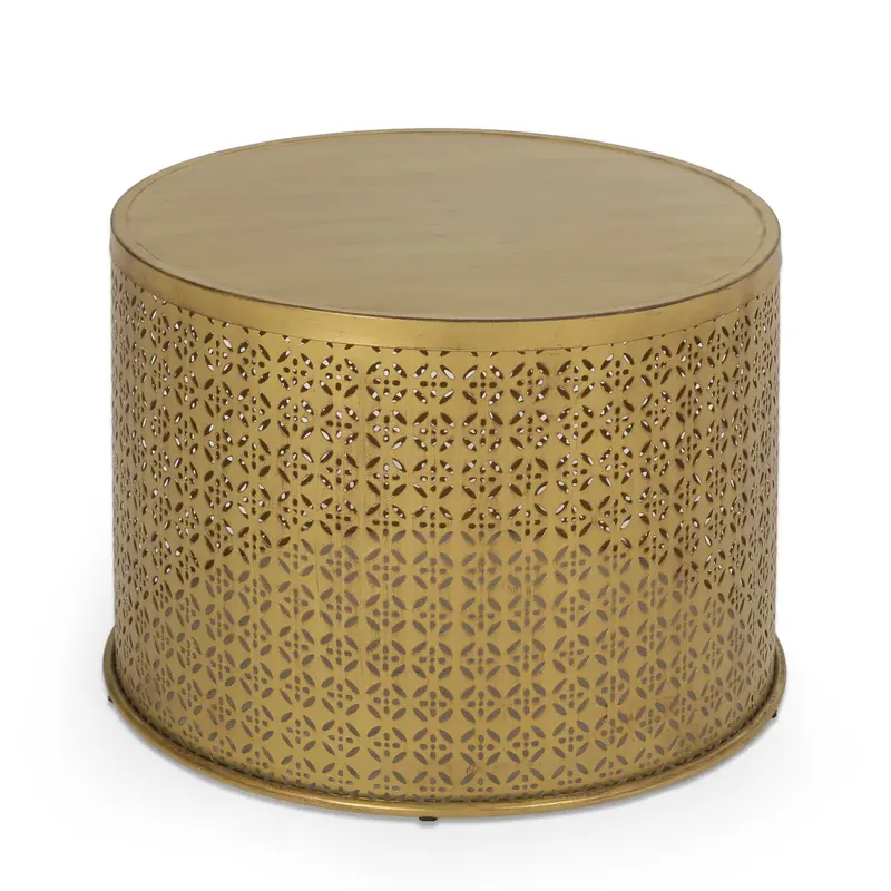 Boho-Inspired Cut-Iron Coffee Table With Lace Detailing In Gold-Brushed Brown - Nh579413 1