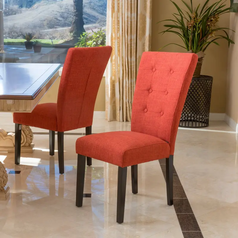 Bold Orange Fabric Dining Chair – Pair (Model Nh145692) 1