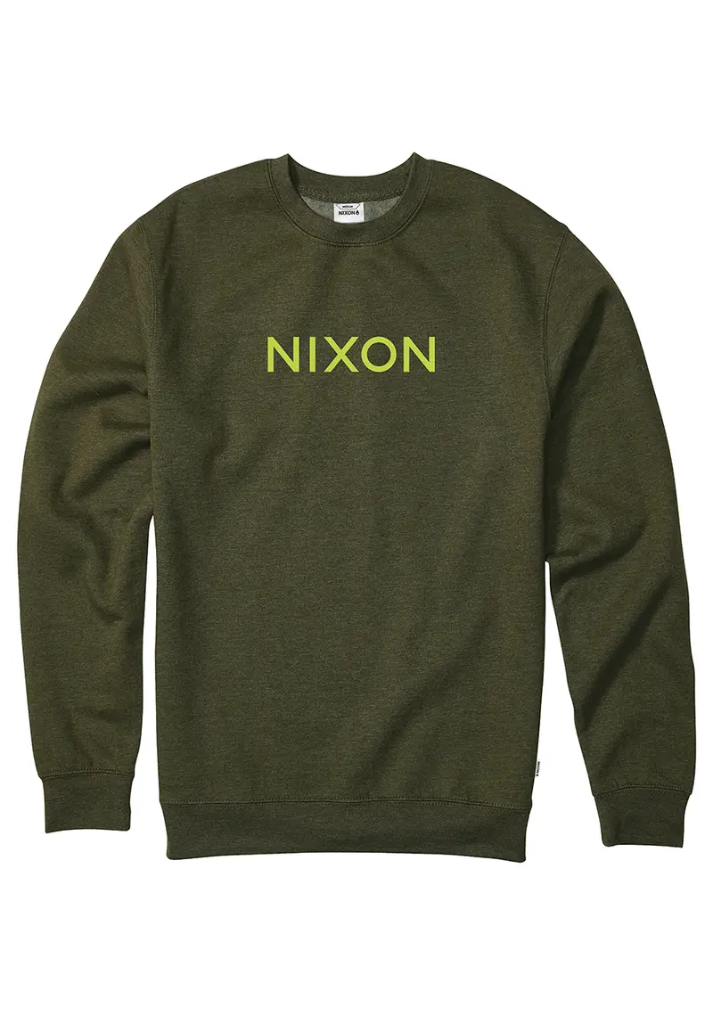 Bold Wordmark Crewneck Sweatshirt – Surplus Green & Volt Yellow 1